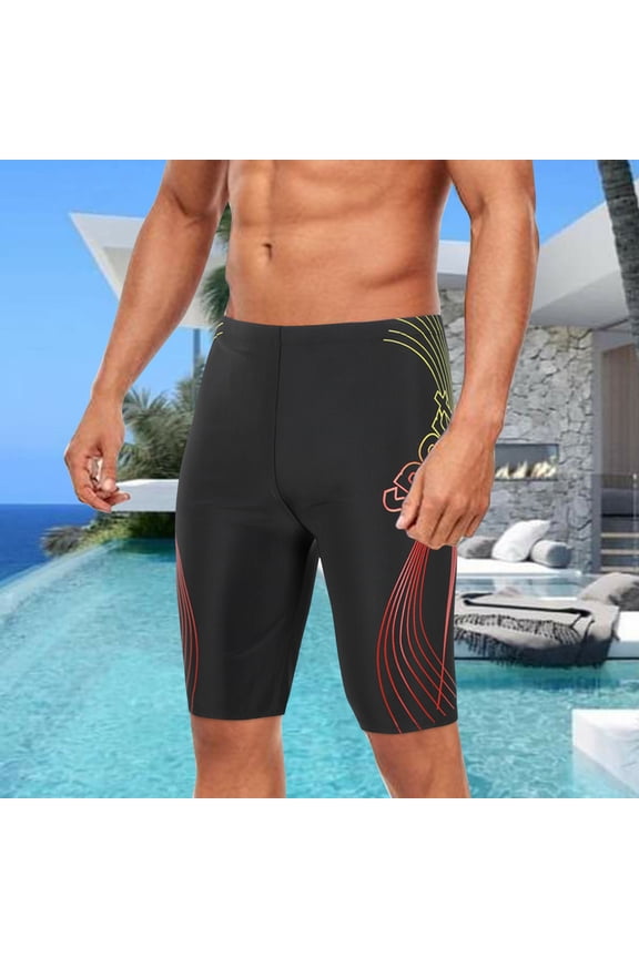 Men's Swim Trunks Quick Dry Competitive Swim Racing Team Swimsuit Elastic Waist Swimming Shorts Upf 50+ Red XXXL
