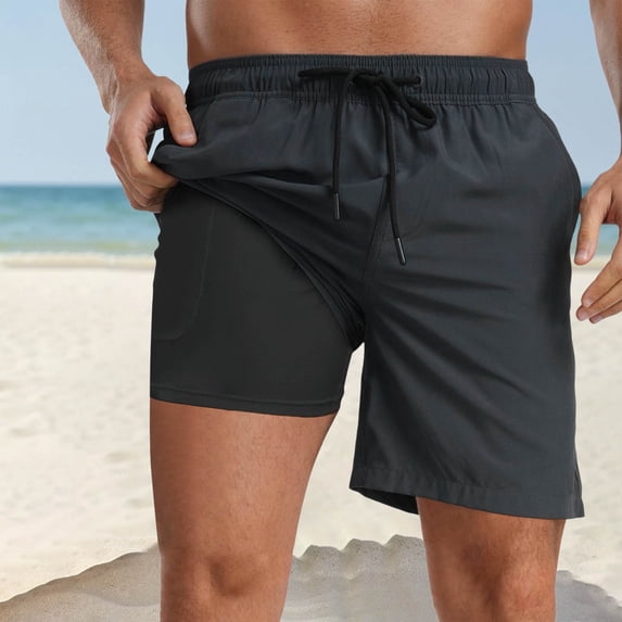 Conairie Men's Swim Trunks Solid Stretch Quick Dry Liner Swim Shorts ...
