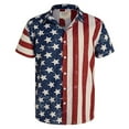 thumbnail image 1 of Conairie Mens 4th of July Shirt American Flag Print Collared Button Down Short Sleeve Shirts Loose Casual Work Tee Pullover Outfits Navy L, 1 of 3