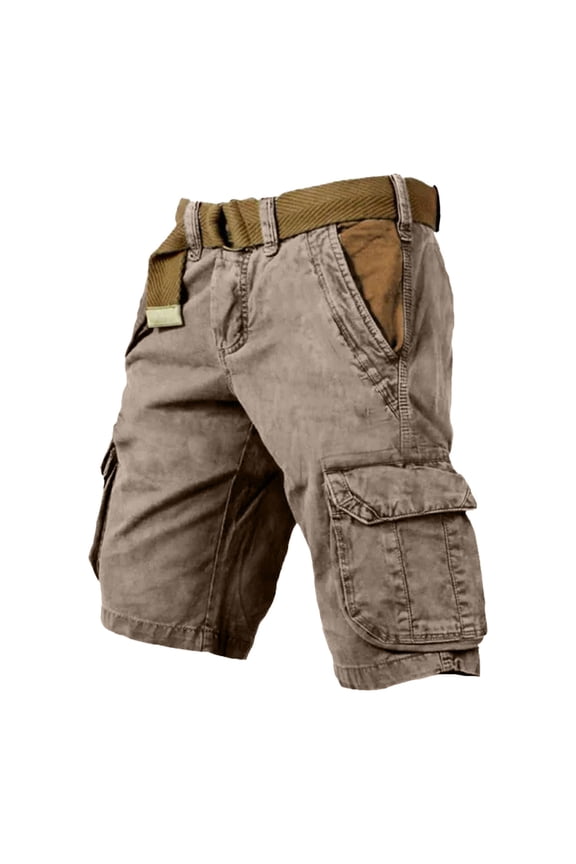 Mens Cargo Shorts Retro Elastic Waist Relaxed Fit Work Out Shorts Lightweight Summer Outdoor Tactical Shorts No Belt Beige M