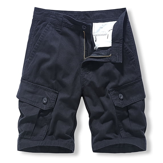 Conairie Mens Cargo Shorts Vintage Elastic Waist Twill Work Shorts Lightweight Summer Outdoor Tactical Shorts No Belt Blue 33