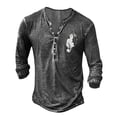 thumbnail image 1 of Conairie Mens Henley Long Sleeve Shirt Solid Color Casual Comfort Soft Loose Quarter Button Polo Shirt Pullover Fall Lightweight Classic Basic Tops Dark Gray M, 1 of 2