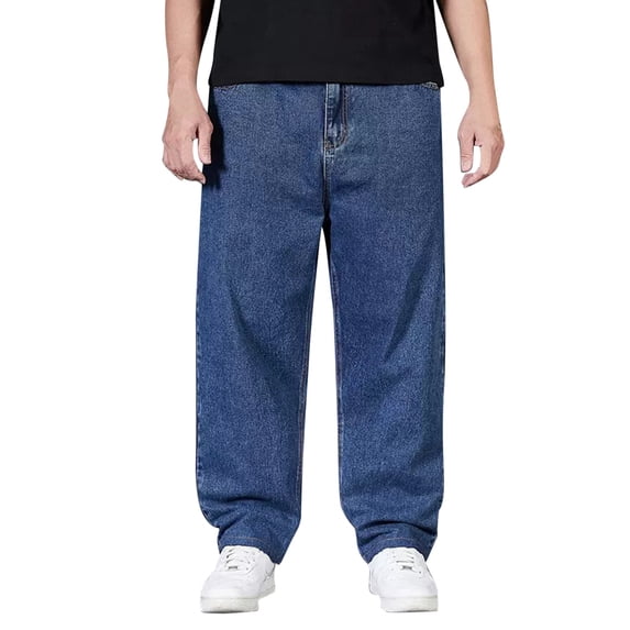 Conairie Mens Jeans Regular Fit Wide Leg Elastic Waist Denim Pants Plus Size Straight Casual Solid Color Fall Outdoor Hiking Pants with Pocket BU2 38