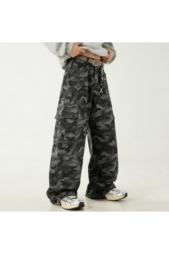 Mens Jeans Relaxed Fit Elastic Waist Denim Pants Fashion Comfy Lightweight Travel Long Jeans With Pocket CE1 L