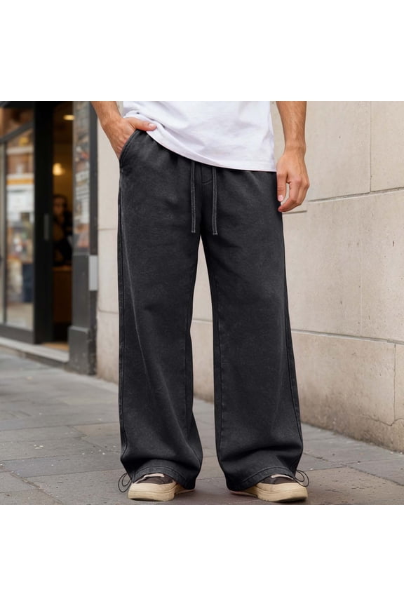 Mens Jeans Relaxed Fit Vintage Elastic Waist Denim Pants Solid Lightweight Comfortable Outdoor Hiking Pants With Pocket Black XXL