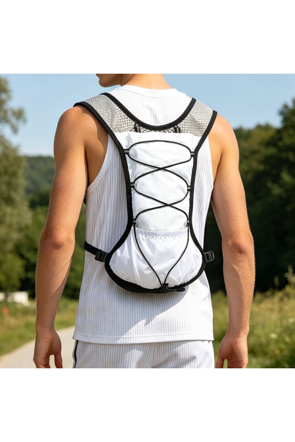 Multi-functional Sports Hydration Backpack for Marathon Reflective Running Vest Pack for Men Breathable White One Size
