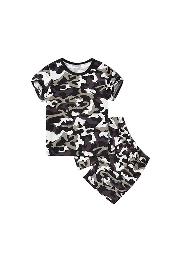 Outfits Set Two Piece for Boys Camouflage Military Uniform Outdoor Training Performance Physical Training Suit Clothes Set Grey 2-3 Y