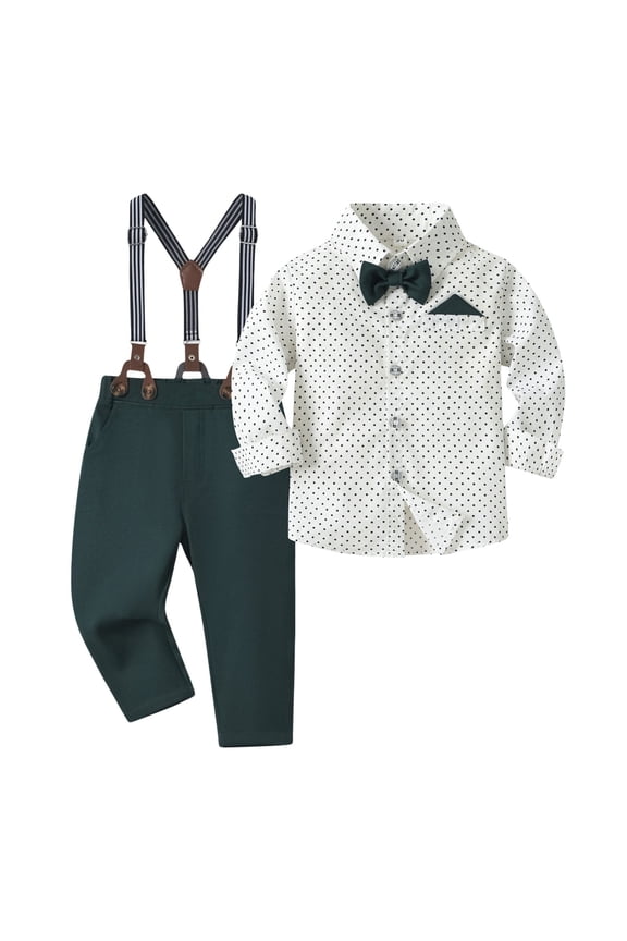 Outfits Set Two Piece for Boys Gentleman formal Suit Set Baby Toddler Birthday Party Ceremony Outfit Blazer and Pants Clothes Set Army Green 18-24 M
