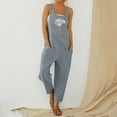 thumbnail image 1 of Conairie Overalls For Womens Flower Print Loose Boho Streetwear Rompers One Piece Outfits With Pockets Light Gray S, 1 of 4