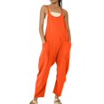 thumbnail image 1 of Conairie Overalls For Womens Solid Color Loose Fit Adjustable Straps Jumpsuits Wide Leg Pants With Pockets Red L, 1 of 4