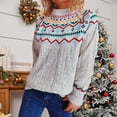 thumbnail image 1 of Conairie Oversized Sweaters for Women Fair Isle Crew Neck Striped Sweater Comfortable Fall Winter Long Sleeve Pullovers Top Multicolor Beige Beige, 1 of 8
