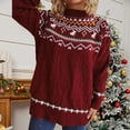 thumbnail image 1 of Conairie Oversized Sweaters for Women Fair Isle Crew Neck Striped Sweater Comfortable Fall Winter Long Sleeve Pullovers Top Multicolor Red, 1 of 8