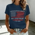 thumbnail image 1 of Conairie Patriotic T Shirts For Women Relaxed Fit Crew Neck Short Sleeve 4th Of July Shirt With Letter Print Basic Work Tee Vacation Clothes Navy S, 1 of 3