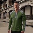 thumbnail image 1 of Conairie Polo Shirts For Men Long Sleeve Solid Color Fashion Lightweight Loose Button Up Henley Shirt Spring Comfort Classic Basic Blouse Green M, 1 of 5