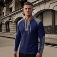 thumbnail image 1 of Conairie Polo Shirts For Men Long Sleeve Solid Color Fashion Lightweight Loose Button Up Henley Shirt Spring Comfort Classic Basic Blouse Navy L, 1 of 5
