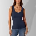 thumbnail image 1 of Conairie Ribbed Tank Tops For Women Scoop Neck Sleeveless Stretchy Ribbed Knit Basic Blouses Solid Color Y2K Camisole Shirts Navy S, 1 of 4