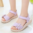 thumbnail image 1 of Conairie Sandals For Girls Open Toe Adjustable Hook And Loop Flower Princess Sandals Kids Fashionable Soft Summer Hiking Sandals Light Purple 3.5-4 Y, 1 of 6