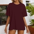 thumbnail image 1 of Conairie Short Sleeve Shirts for Womens Casual Loose Crew Neck Tunic Tops Solid Trendy Lightweight Basic Work Tee Vacation Clothes M, 1 of 4
