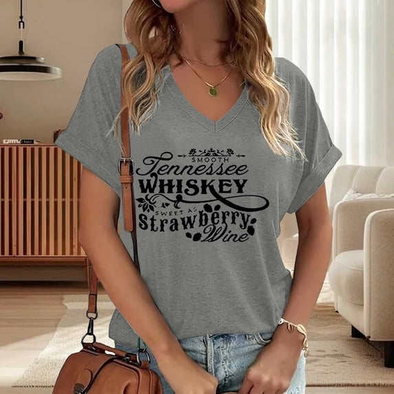 Conairie Short Sleeve Tshirts Shirts For Women Graphics Print Classic Elegant Casual T Shirts Comfy Soft Spring Blouses Pullover Outfits Light Gray XXL