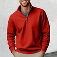 thumbnail image 1 of Conairie Sweatshirts For Men Quarter Zip Solid Casual Fashion Loose Fit Crew Neck Shirts Comfoty Soft Long Sleeve Pullover Tops Spring Fall Outfits Clothes Orange XXXL Red XL, 1 of 6