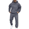 thumbnail image 1 of Conairie Sweatsuits for Men Set 2 Piece Casual Letter Print Loose Fit Hoodie Sweatshirt and Joggers Sweatpants Sets Loungewear Fall Winter Long Sleeve Sport Suit with Pocket Gray L, 1 of 4