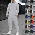 thumbnail image 1 of Conairie Sweatsuits for Men Set 2 Piece Casual Solid Color Loose Fit Hoodie Sweatshirt and Joggers Sweatpants Sets Loungewear Fall Winter Long Sleeve Sport Suit with PocketWhite S, 1 of 4