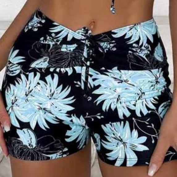 Conairie Swim Shorts Womens Full Coverage High Waisted Swimsuit Comfortable Ruched Scrunch Bathing Suit Bottom Light Blue L