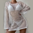 thumbnail image 1 of Conairie Swim Suit Coverup For Womens Long Sleeve Loose Crochet Knit Bathing Suits Cover Ups Summer Bikini Vacation Midi Dress Outfits White One Size, 1 of 9
