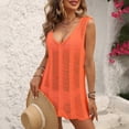 thumbnail image 1 of Conairie Swimsuit Coverup For Womens Sleeveless Loose Crochet Knit Bathing Suits Cover Ups V Neck Summer Bikini Vacation Midi Dress Outfits Orange XL, 1 of 2