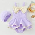 thumbnail image 1 of Conairie Swimsuit for Girls One Piece Cute Butterfly Print Bathing Suit with Sun Protection Ruffles Swimwear Light Purple, 1 of 9