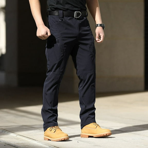 Conairie Tactical Pants for Men Stretch Elastic Waistband Hiking Travel Cargo Pants Slim Fit Comfortable Lightweight Work Pants Multi Pockets Brown XXXXL