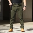 thumbnail image 1 of Conairie Tactical Pants for Men Stretch Elastic Waistband Hiking Travel Cargo Pants Slim Fit Comfortable Lightweight Work Pants Multi Pockets Green S, 1 of 9