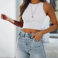 thumbnail image 1 of Conairie Tank Tops For Women Scoop Neck Sleeveless Ribbed Knit Crop Basic Blouses Solid Color Workout Cami Shirts White XXL, 1 of 8
