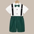 thumbnail image 1 of Conairie Toddler Baby Boy Gentleman Outfit Clothes Suit Solid Short Sleeve Shirts Bowtie Suspender Shorts Set Green 4-5, 1 of 6