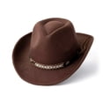 thumbnail image 1 of Conairie Unisex Fashion Wide Brim Cowboy Fedora Hat Retro Flat Brim Felt Outdoor Casual Jazz Cap Summer Sun Protection Coffee, 1 of 1
