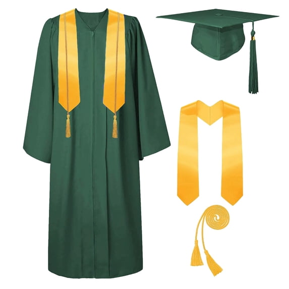 Conairie Unisex Graduation Cap and Gown Set with Tassel for College High School Honor Cord Graduation Outfits Green 57
