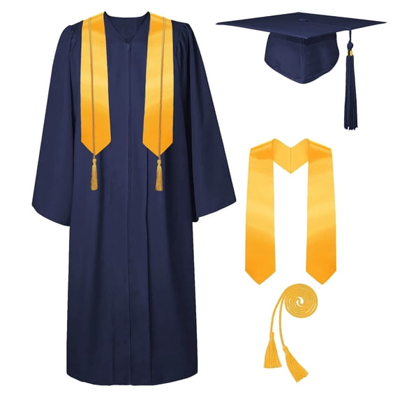 Conairie Unisex Graduation Cap and Gown Set with Tassel for College High School Honor Cord Graduation Outfits Navy 45