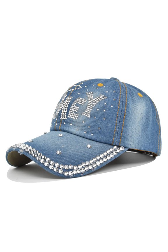 Unisex Washed Denim Baseball Cap Solid Color Curved Brim Cotton Breathable Outdoor Summer Sun Protection Dad Hat Sky Blue