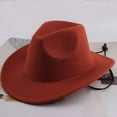 thumbnail image 1 of Conairie Unisex Western Cowboy Fedora Hat Retro Flat Brim Felt Performance Wide Brim Jazz Cap Outdoor Summer Brick Red, 1 of 1