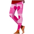 thumbnail image 1 of Conairie Valentine Leggings For Women Heart Print Base Layer Elastic High Waisted Yoga Pants Cozy Soft Holiday Tummy Control Casual Tights Pink L, 1 of 4