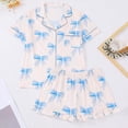 thumbnail image 1 of Conairie Valentine Pajamas Women Bow Print Cute Button Down Shirt And Shorts Pj Set Sleepwear Soft 2 Piece Outfits Lounge Sets Sky Blue XL, 1 of 6