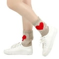 thumbnail image 1 of Conairie Valentines Day Socks for Women's Heart Print Mid Calf Crew Socks Ribbed Knit Dress Boot Socks Beige One Size, 1 of 4