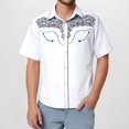 thumbnail image 1 of Conairie Western Shirts For Men Embroidered Cowboy Button Collar Short Sleeve Shirt Retro Business Work Office Tops With Floral Design White L, 1 of 4