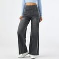 thumbnail image 1 of Conairie Wide Leg Jeans for Women Stretchy Trendy Pull on High Waisted Straight Denim Pants Casual Comfy Long Baggy Jeans Fall Grey M, 1 of 6