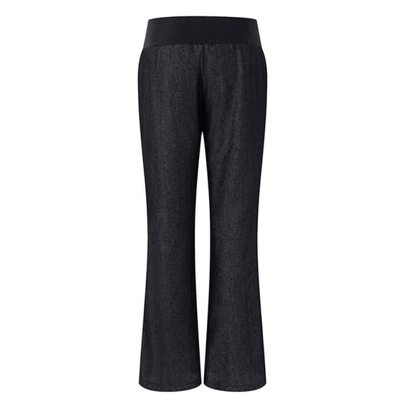 Conairie Wide Leg Pants Woman Mid Waisted Solid Color Jeans Pants Wide Leg Trousers Denim Elasticity Waist High Pants Travel Hiking Fall Pants with Pockets Black S