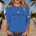 thumbnail image 1 of Conairie Women 4th of July Tops Short Sleeve Crew Neck Patriotic T Shirts American Flag Print Loose Summer Fashion Casual Tops Blue XXL, 1 of 4
