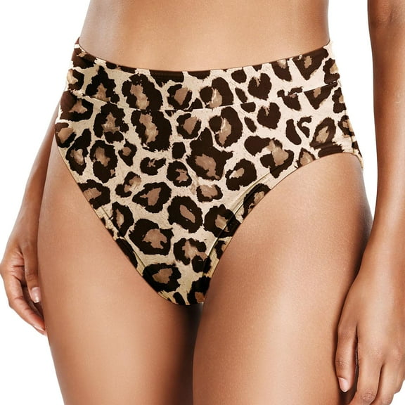 Conairie Women Bikini Bottoms Full Coverage High Waisted Swimsuit Comfortable Ruched Scrunch Bathing Suit Bottom Khaki XL