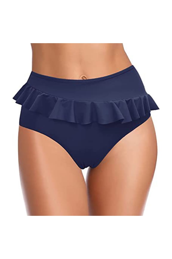 Women Bikini Bottoms Full Coverage High Waisted Swimsuit Lightweight Ruched Scrunch Swim Bottom Navy XL