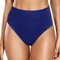 thumbnail image 1 of Conairie Women Bikini Bottoms Solid Color Tummy Control High Waisted Bathing Suit Lightweight Ruched Scrunch Swim Bottom Blue M, 1 of 5