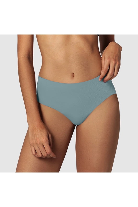 Women Bikini Bottoms Solid Color Tummy Control High Waisted Swimsuit Ruched Scrunch Swim Bottom Blue XXL